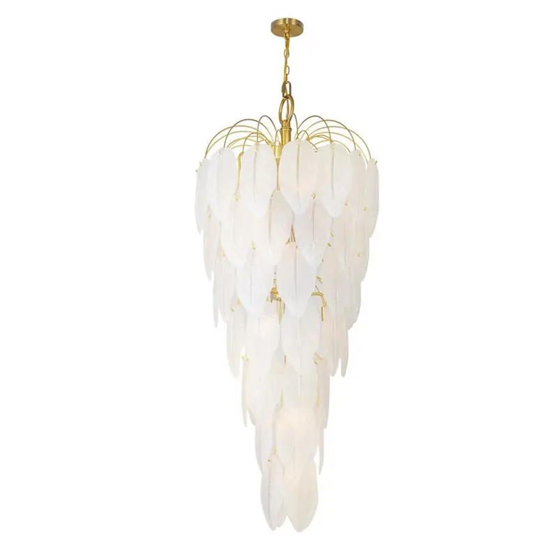 Frosted Glass Feather Chandelier
